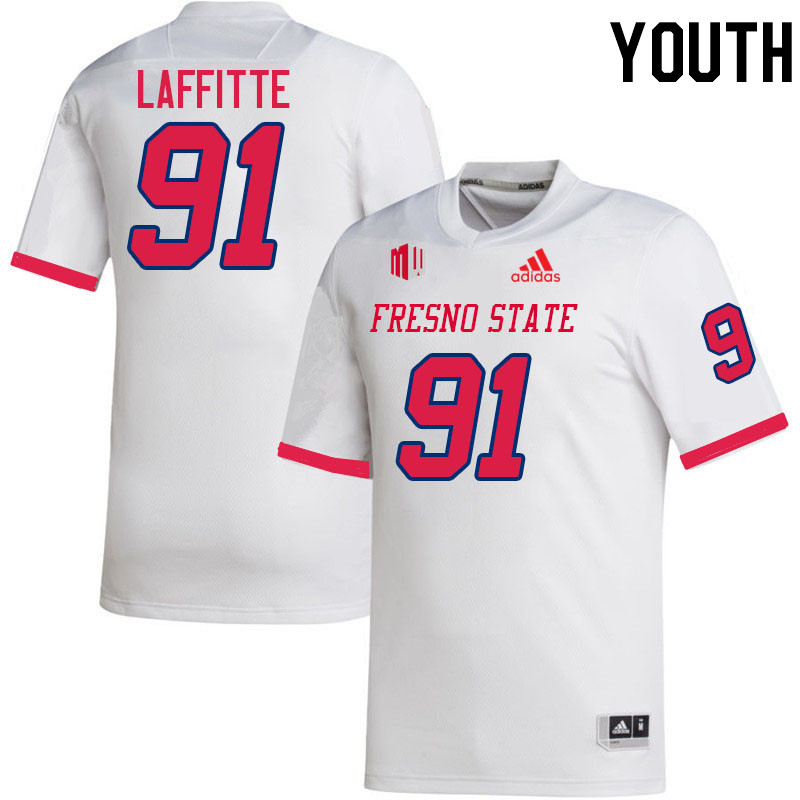 Youth #91 Deijon Laffitte Fresno State Bulldogs College Football Jerseys Stitched-White